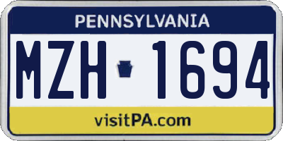 PA license plate MZH1694