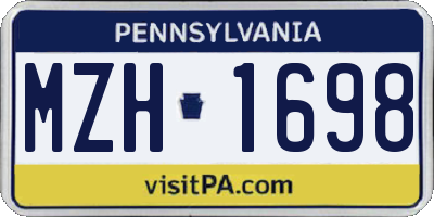 PA license plate MZH1698