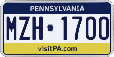 PA license plate MZH1700