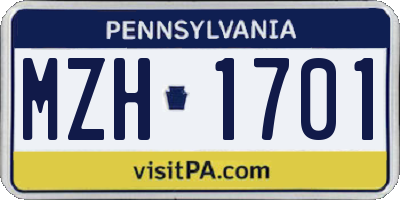 PA license plate MZH1701