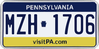 PA license plate MZH1706