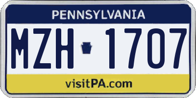 PA license plate MZH1707