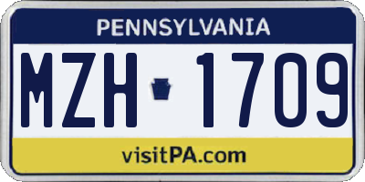 PA license plate MZH1709