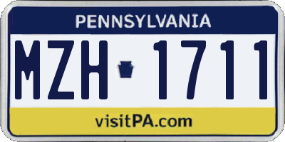 PA license plate MZH1711