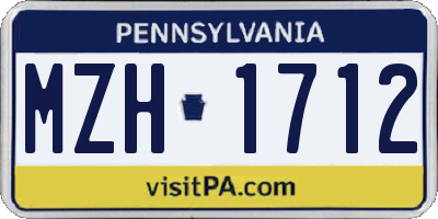 PA license plate MZH1712
