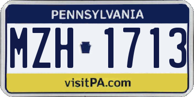 PA license plate MZH1713