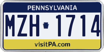 PA license plate MZH1714