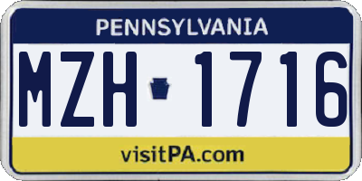 PA license plate MZH1716