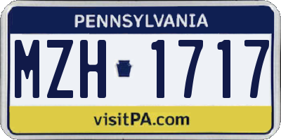 PA license plate MZH1717