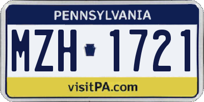 PA license plate MZH1721