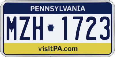 PA license plate MZH1723