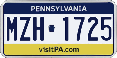 PA license plate MZH1725