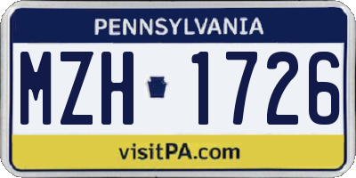 PA license plate MZH1726