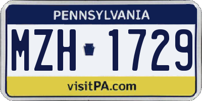 PA license plate MZH1729
