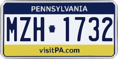 PA license plate MZH1732