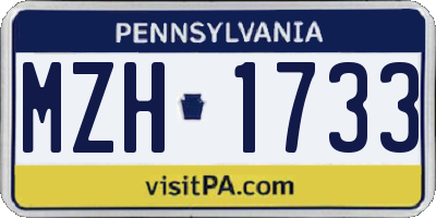 PA license plate MZH1733