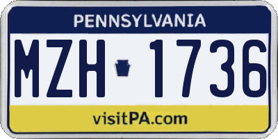 PA license plate MZH1736