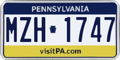 PA license plate MZH1747