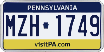 PA license plate MZH1749