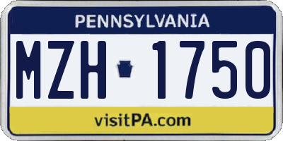 PA license plate MZH1750