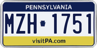 PA license plate MZH1751