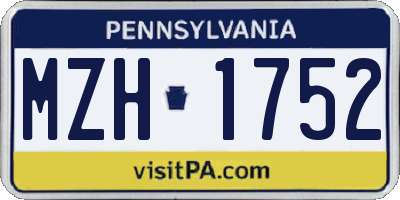 PA license plate MZH1752