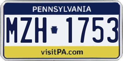 PA license plate MZH1753