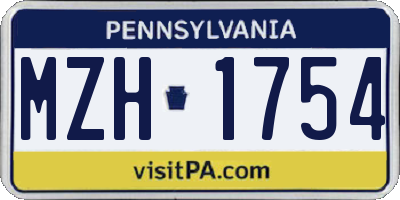 PA license plate MZH1754