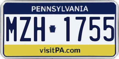 PA license plate MZH1755