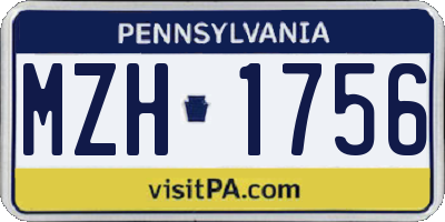 PA license plate MZH1756