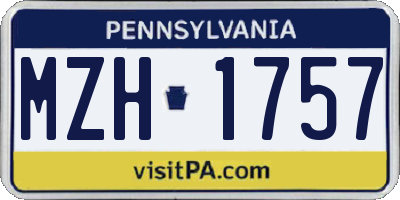 PA license plate MZH1757