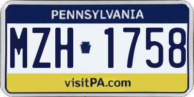 PA license plate MZH1758