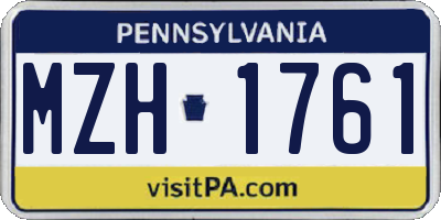 PA license plate MZH1761