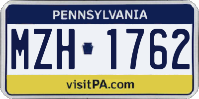 PA license plate MZH1762