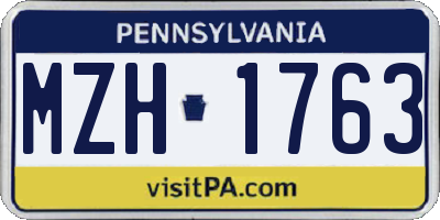 PA license plate MZH1763
