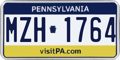 PA license plate MZH1764