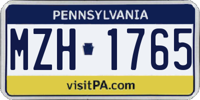 PA license plate MZH1765