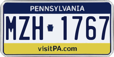 PA license plate MZH1767