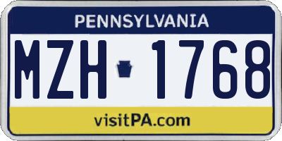 PA license plate MZH1768
