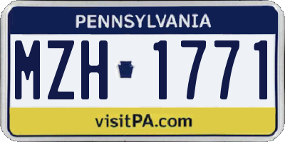 PA license plate MZH1771