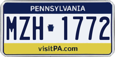 PA license plate MZH1772