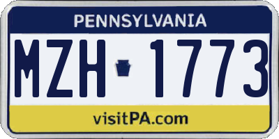 PA license plate MZH1773