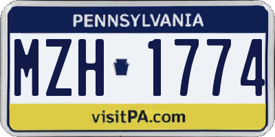 PA license plate MZH1774