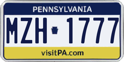 PA license plate MZH1777