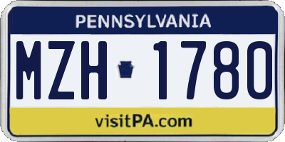 PA license plate MZH1780