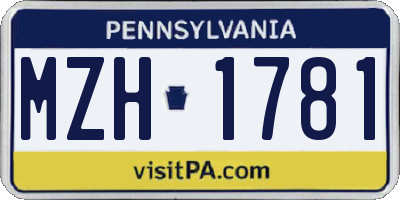 PA license plate MZH1781