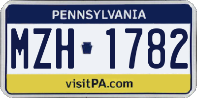 PA license plate MZH1782