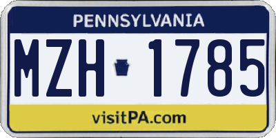 PA license plate MZH1785