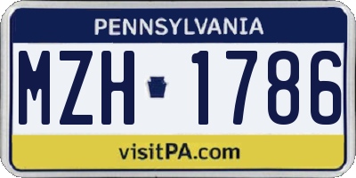 PA license plate MZH1786