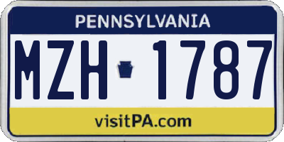 PA license plate MZH1787